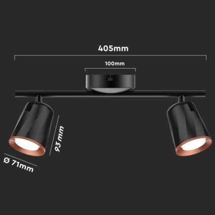 LED Reflektorska svjetiljka 2xLED/5W/230V 3000K crna