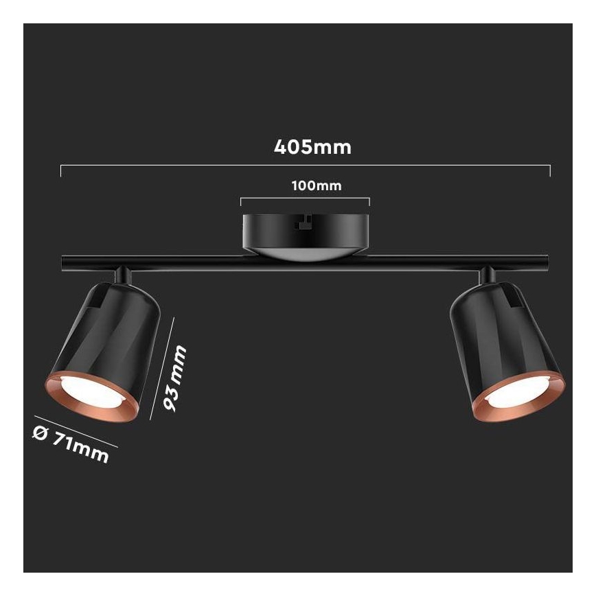 LED Reflektorska svjetiljka 2xLED/5W/230V 3000K crna