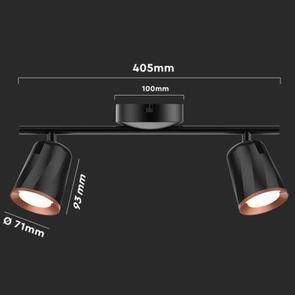 LED Reflektorska svjetiljka 2xLED/5W/230V 4000K crna