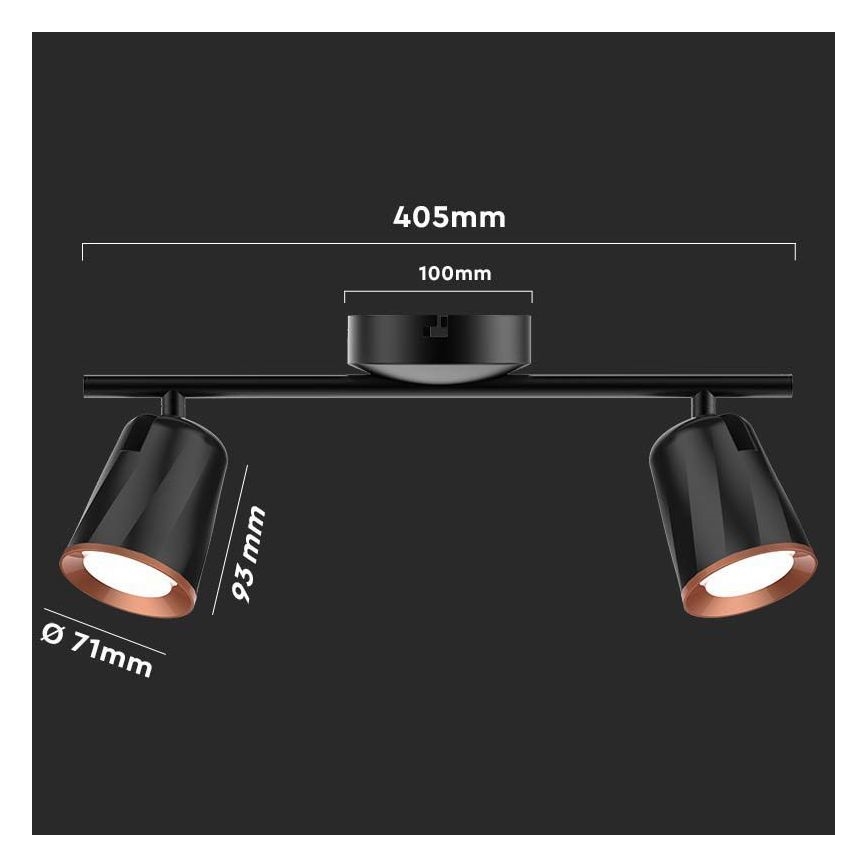 LED Reflektorska svjetiljka 2xLED/5W/230V 4000K crna