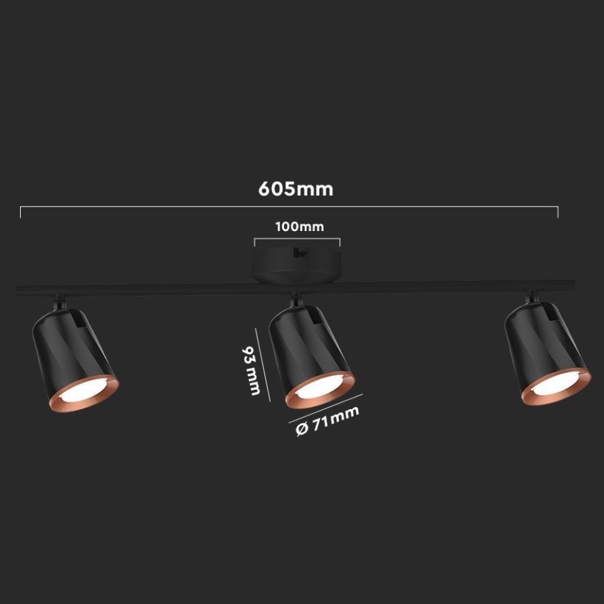 LED Reflektorska svjetiljka 3xLED/5W/230V 3000K crna