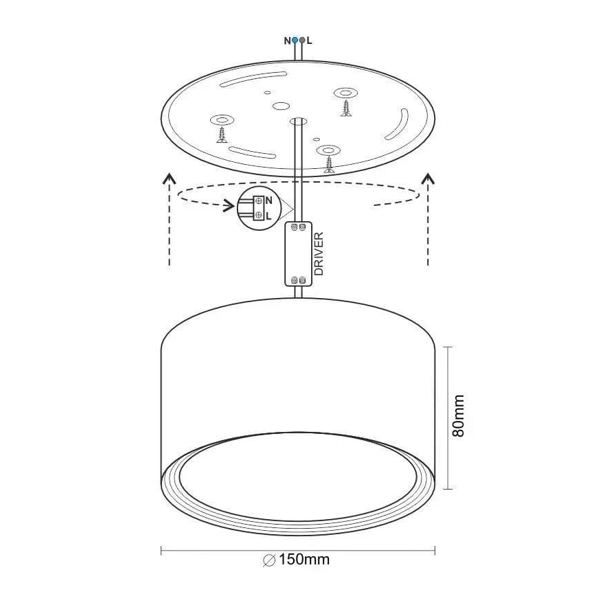 LED Reflektorska svjetiljka LED/17W/230V 4000K pr. 15 cm crna