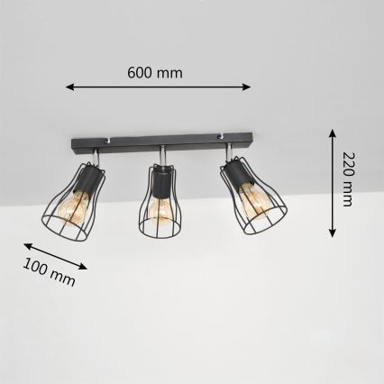 LED Reflektorska svjetiljka TUBE II 3xE27/15W/230V crna