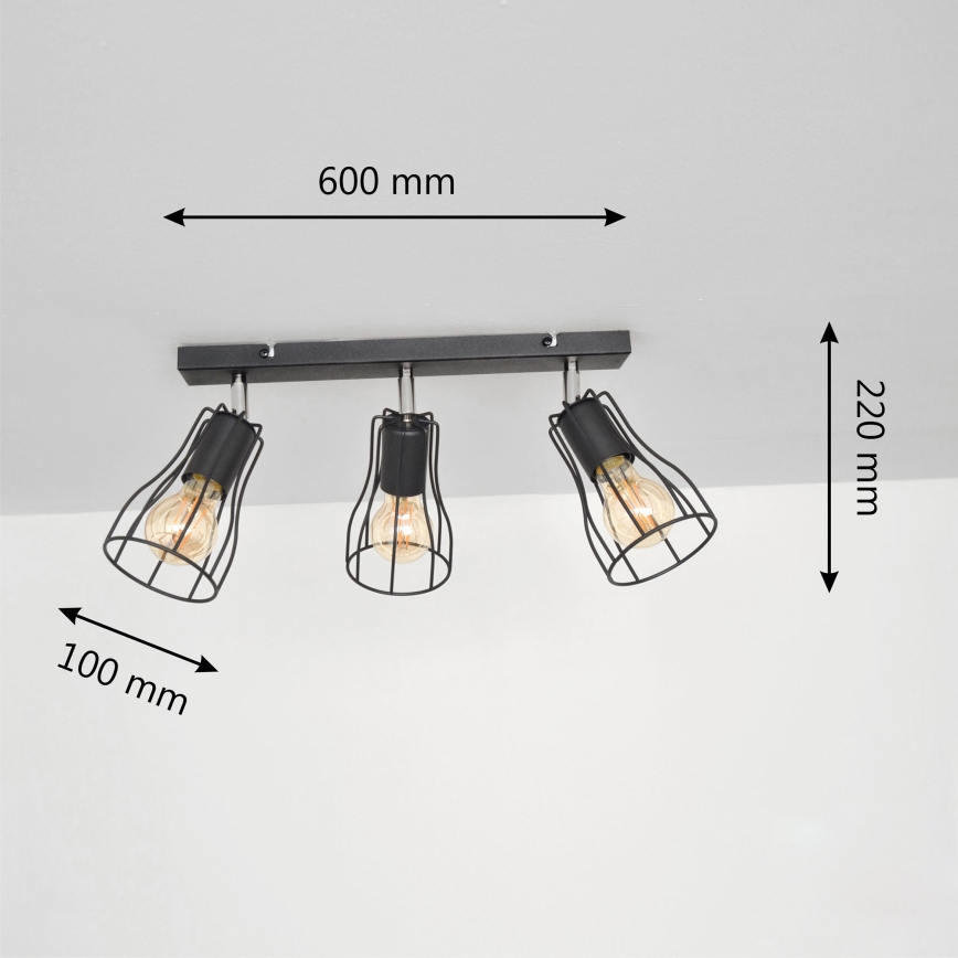 LED Reflektorska svjetiljka TUBE II 3xE27/15W/230V crna