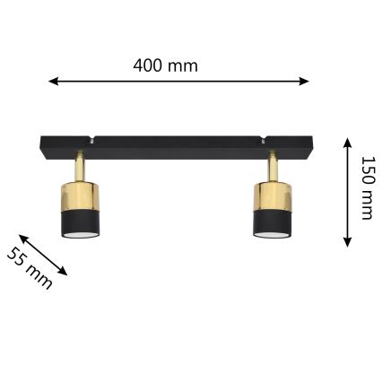 LED Reflektorska svjetiljka TUBSSON 2xGU10/4,8W/230V crna/zlatna