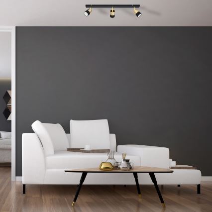 LED Reflektorska svjetiljka TUBSSON 3xGU10/4,8W/230V crna/zlatna