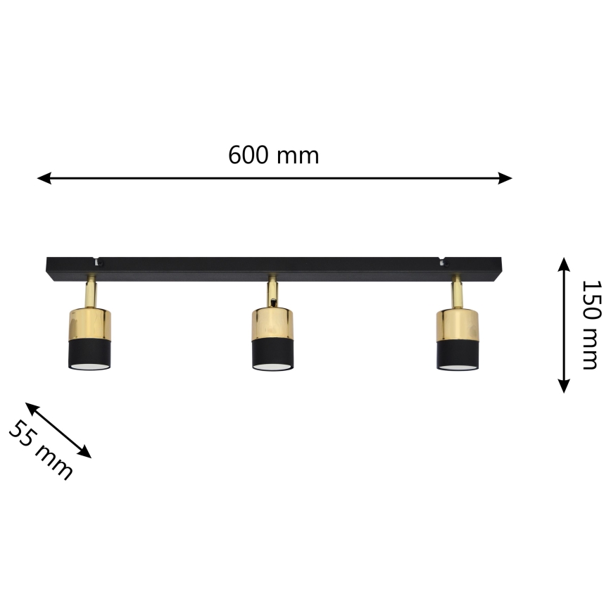 LED Reflektorska svjetiljka TUBSSON 3xGU10/4,8W/230V crna/zlatna