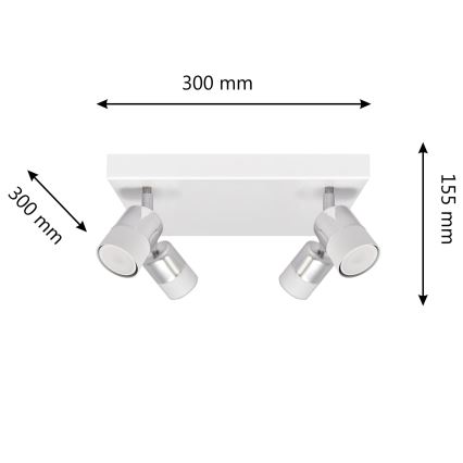 LED Reflektorska svjetiljka TUBSSON 4xGU10/4,8W/230V bijela/sjajni krom