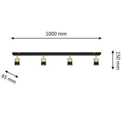 LED Reflektorska svjetiljka TUBSSON 4xGU10/4,8W/230V crna/zlatna
