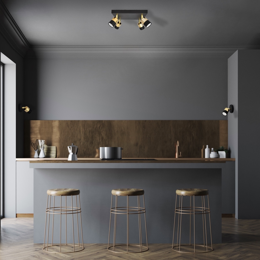 LED Reflektorska svjetiljka TUBSSON 4xGU10/4,8W/230V crna/zlatna