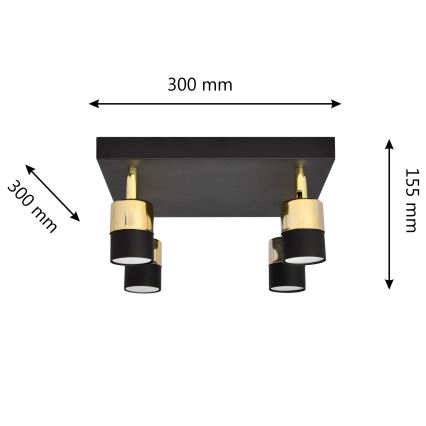 LED Reflektorska svjetiljka TUBSSON 4xGU10/4,8W/230V crna/zlatna