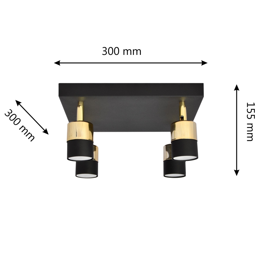 LED Reflektorska svjetiljka TUBSSON 4xGU10/4,8W/230V crna/zlatna
