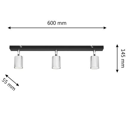 LED Reflektorska svjetiljka TUNE 3xGU10/4,8W/230V mat krom/crna