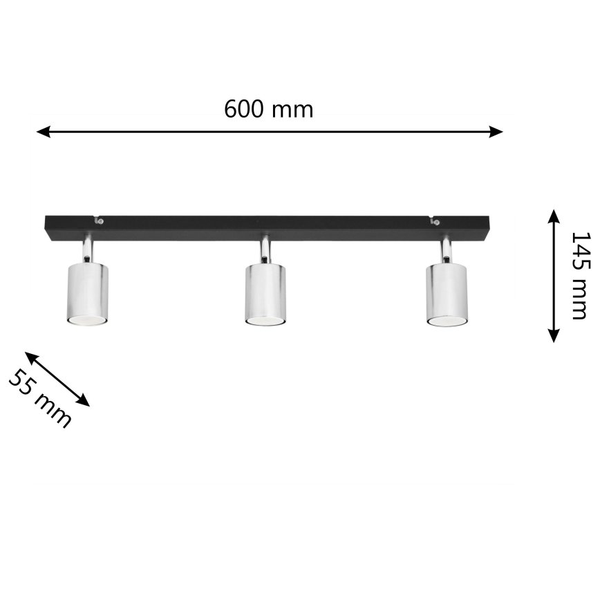LED Reflektorska svjetiljka TUNE 3xGU10/4,8W/230V mat krom/crna