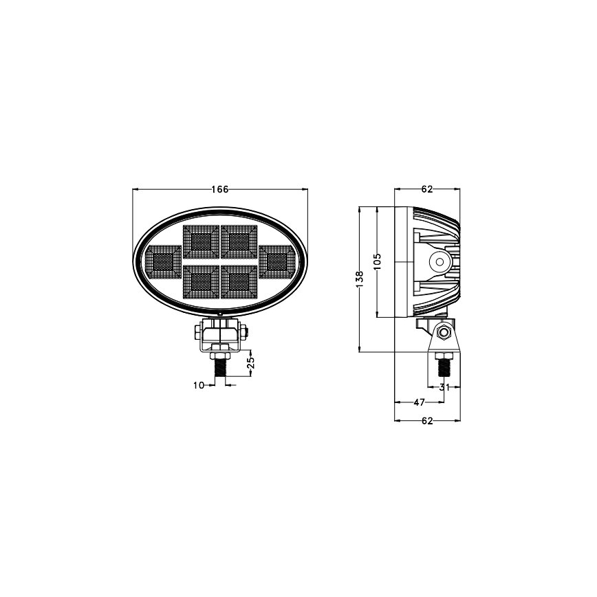 LED Reflektorska svjetiljka za automobil BLACK LED/150W/10-30V IP69 5700K ovalno