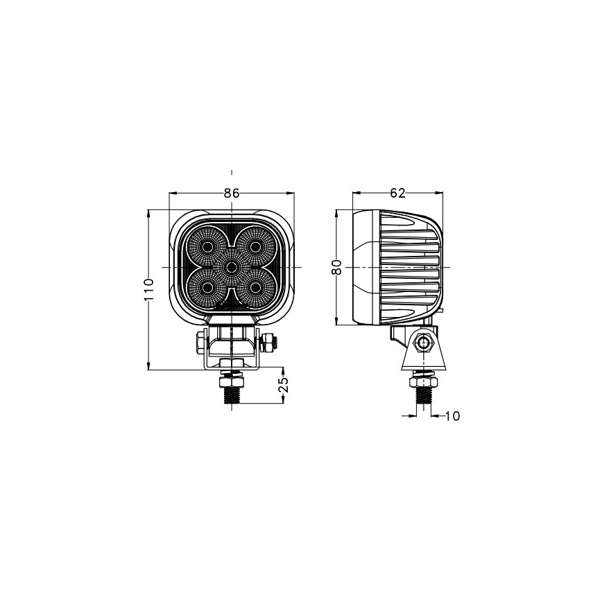 LED Reflektorska svjetiljka za automobil BLACK LED/50W/10-30V IP69 5700K uglast