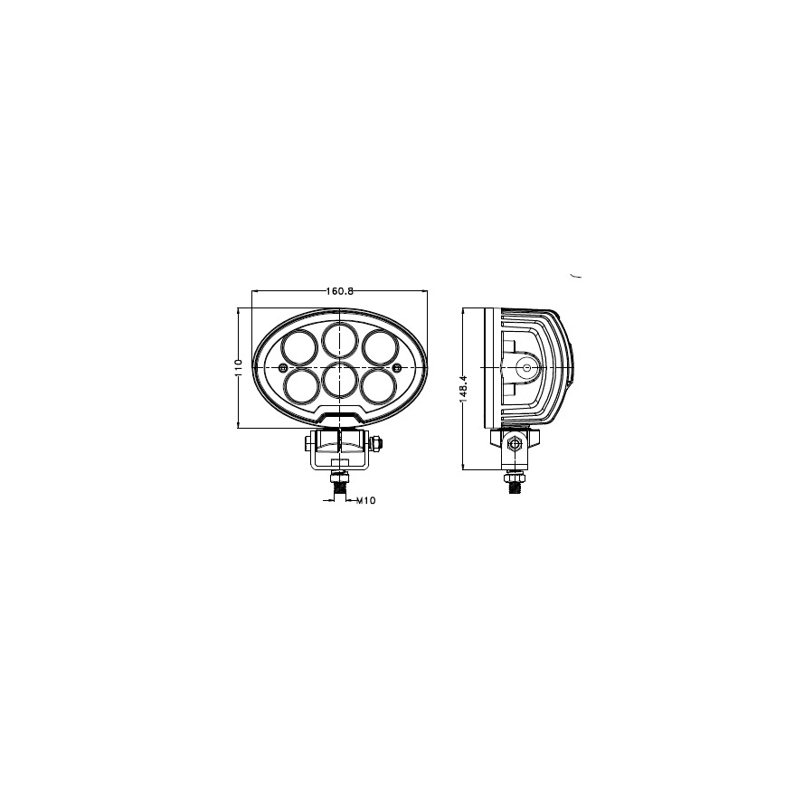 LED Reflektorska svjetiljka za automobil BLACK LED/60W/10-30V IP69 5700K ovalno
