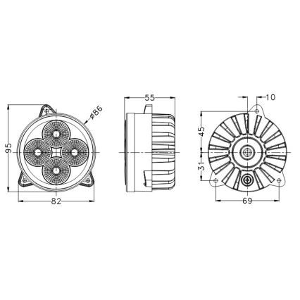 LED Reflektorska svjetiljka za traktor BLACK LED/20W/10-30V IP69 5700K okrugli