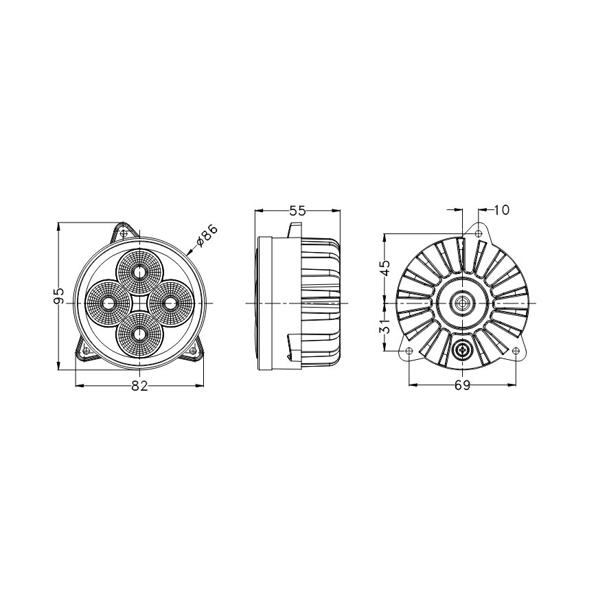 LED Reflektorska svjetiljka za traktor BLACK LED/20W/10-30V IP69 5700K okrugli