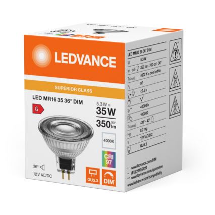 LED Prigušljiva reflektorska žarulja MR16 GU5,3/5,3W/12V 4000K 36° CRI 97 - Ledvance