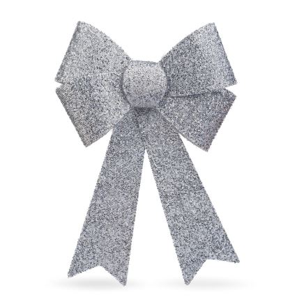 LED RGB Božićna dekoracija 11xLED/3xLR44 40x30 cm srebrna mašna