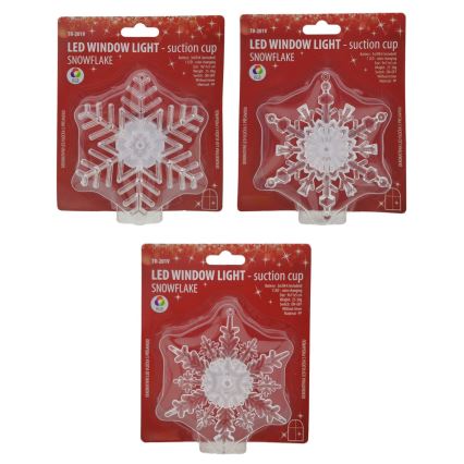 LED RGB Božićna dekoracija s prisavkom LED/3xLR44 pahuljica