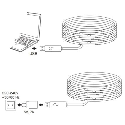 LED RGB Božićni lanac LED/10W/5V 10 m USB + daljinski upravljač