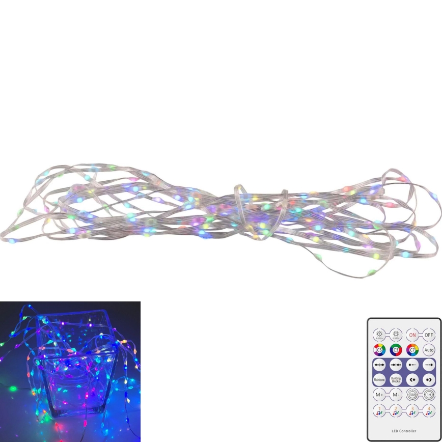 LED RGB Božićne lampice LED/10W/5V 10 m USB + daljinski upravljač
