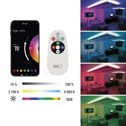 LED RGB+CCT Prigušiva traka GOSMART LED/11W/230V 2 m 2700-6500K IP44 Wi-Fi + daljinski upravljač