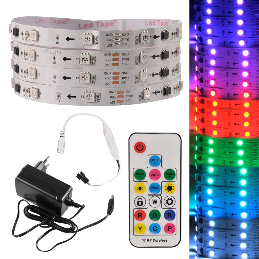LED RGB Dimabilna traka MAGIC 5 m LED/24W/230V + daljinski upravljač