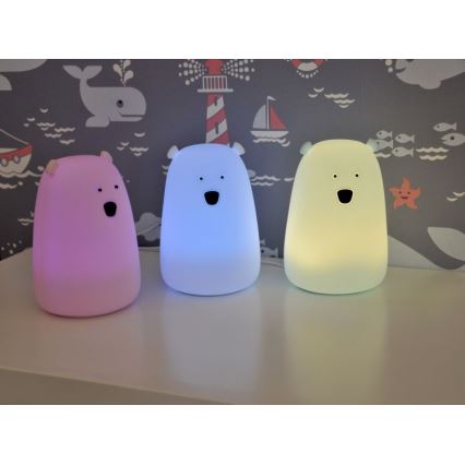 LED RGB Dječja dodirna lampica BEAR LED/0,8W/5V plava