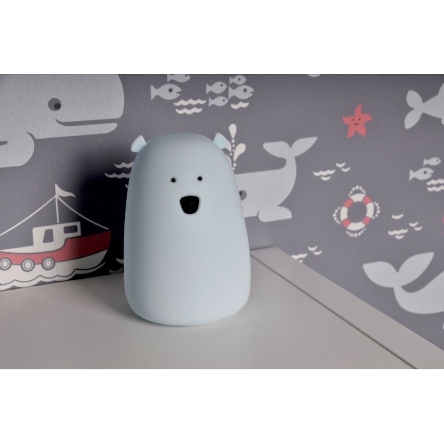 LED RGB Dječja dodirna lampica BEAR LED/0,8W/5V plava