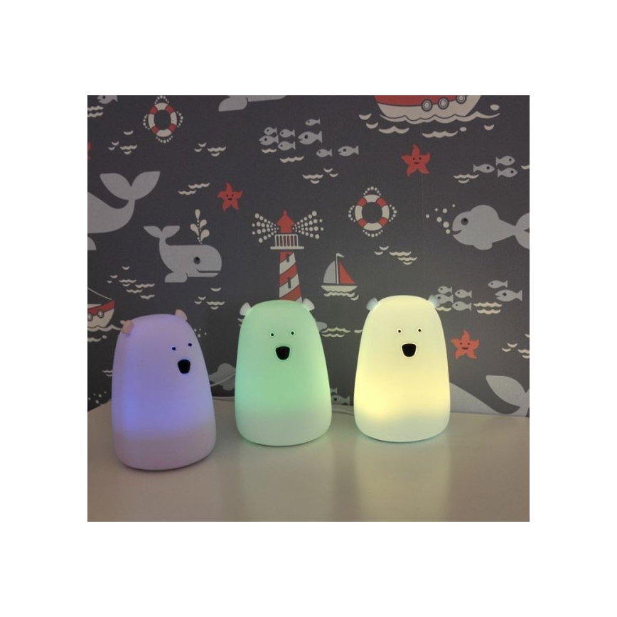 LED RGB Dječja lampica na dodir BEAR LED/0,8W/5V bijela + USB