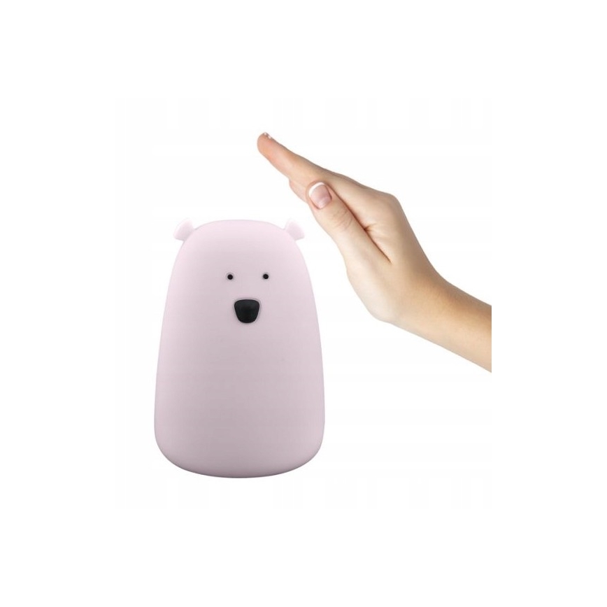 LED RGB Dječja lampica na dodir BEAR LED/0,8W/5V ružičasta + USB