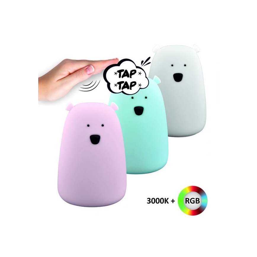 LED RGB Dječja lampica na dodir BEAR LED/0,8W/5V ružičasta + USB