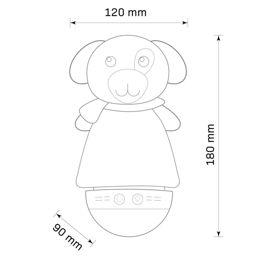 LED RGB dječja noćna lampa s melodijom 3xAAA/5V pas