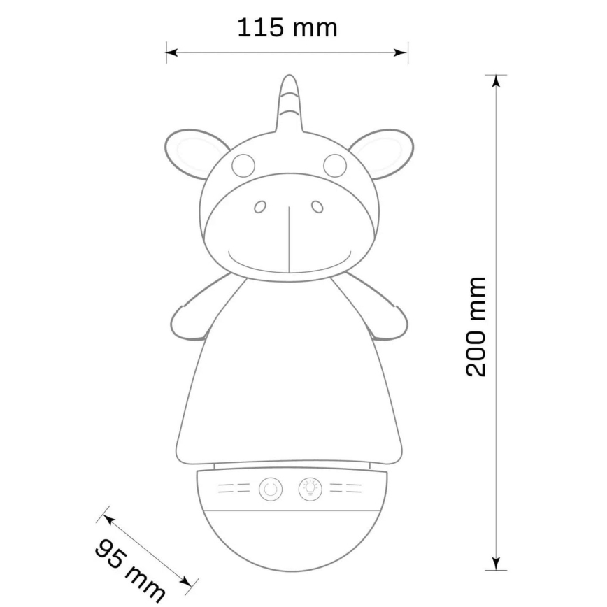LED RGB Dječja noćna lampica s melodijom 3xAAA/5V jednorog