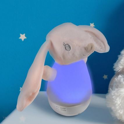 LED RGB Dječja noćna lampica s melodijom 3xAAA/5V kunić
