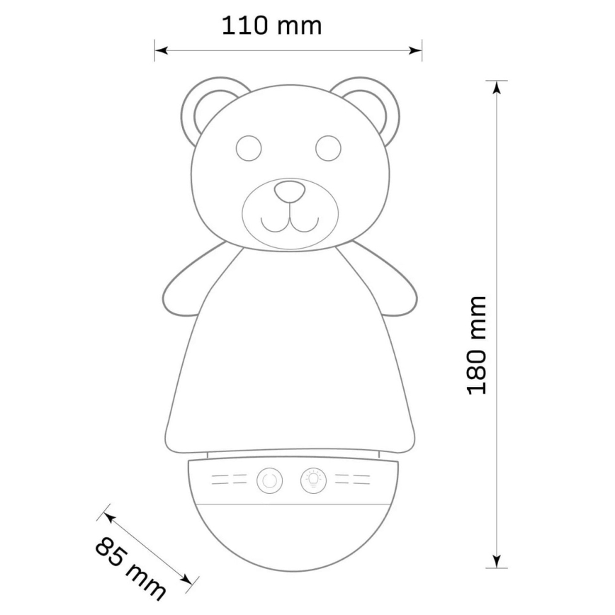 LED RGB Dječja noćna lampica s melodijom 3xAAA/5V medvjed