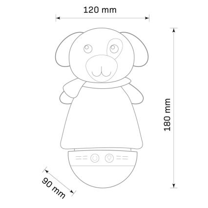 LED RGB Dječja noćna lampica s melodijom 3xAAA/5V psić