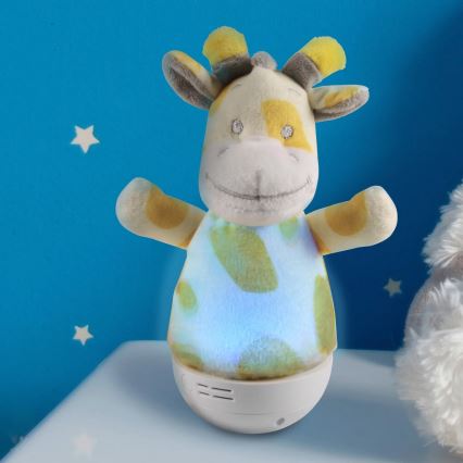 LED RGB Dječja noćna lampica s melodijom 3xAAA/5V žirafa