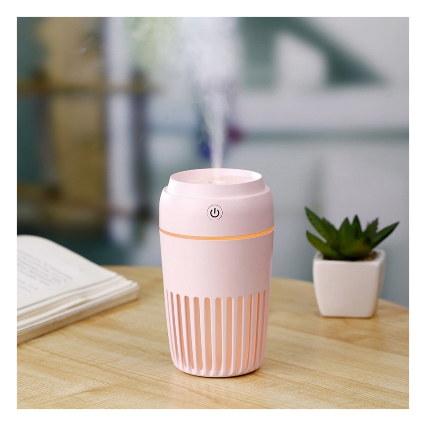 LED RGB Ovlaživač zraka 300 ml LED/2W/5V ružičasti