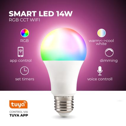 LED RGB Pametna prigušiva žarulja E27/9,5W/230V 2700-6500K Wi-Fi Tuya