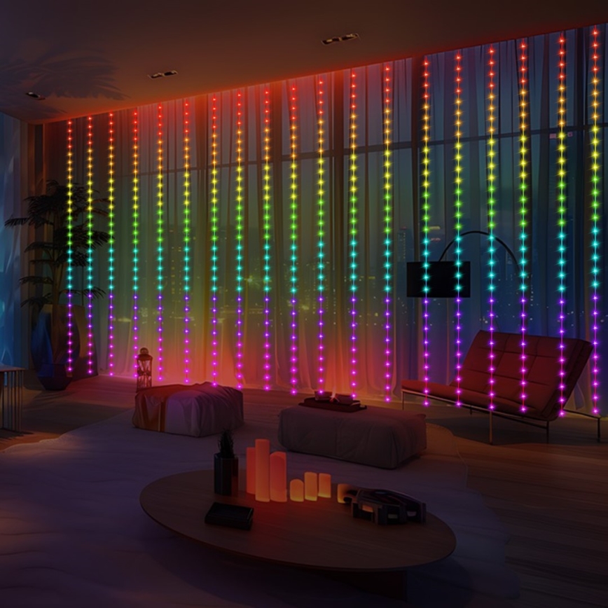 LED RGB Prigušiva božićna svjetlosna zavjesa WIZARD 300xLED/USB 3x3m + daljinski upravljač
