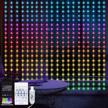 LED RGB Prigušiva božićna svjetlosna zavjesa WIZARD 400xLED/USB 2x2m + daljinski upravljač