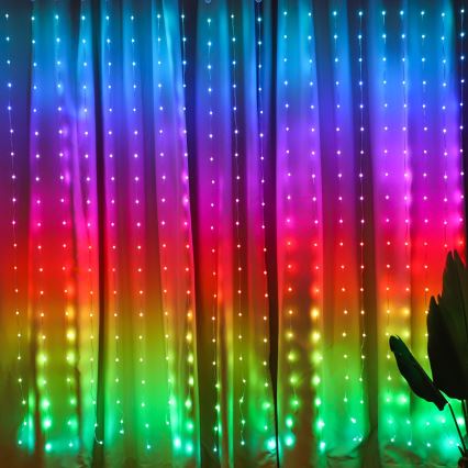 LED RGB Prigušiva božićna svjetlosna zavjesa WIZARD 400xLED/USB 2x2m + daljinski upravljač