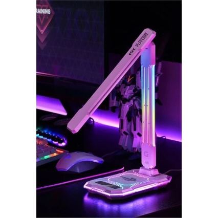LED RGB Prigušiva punjiva dodirna stolna lampa s bežičnim punjenjem LED/7,5W/5V 2700-5300K bijela