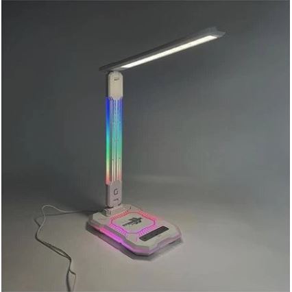 LED RGB Prigušiva punjiva dodirna stolna lampa s bežičnim punjenjem LED/7,5W/5V 2700-5300K bijela