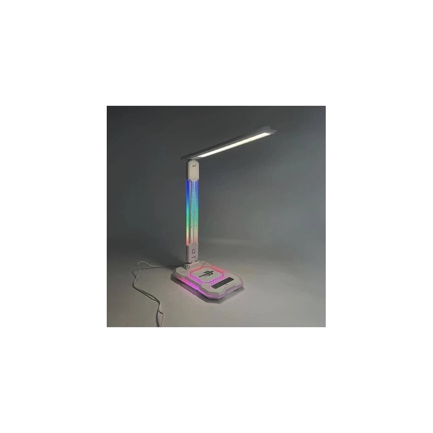 LED RGB Prigušiva punjiva dodirna stolna lampa s bežičnim punjenjem LED/7,5W/5V 2700-5300K bijela