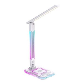 LED RGB Prigušiva punjiva dodirna stolna lampa s bežičnim punjenjem LED/7,5W/5V 2700-5300K bijela